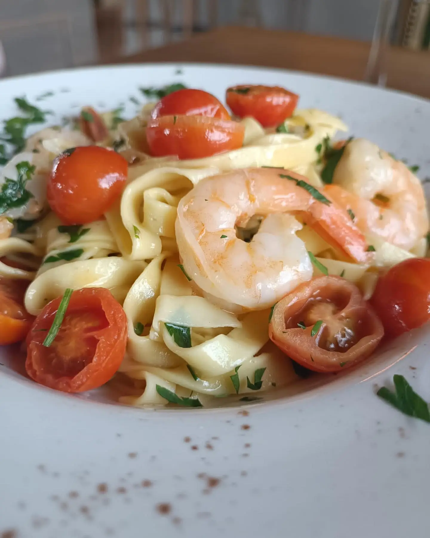 Tagliatelle z krewetkami